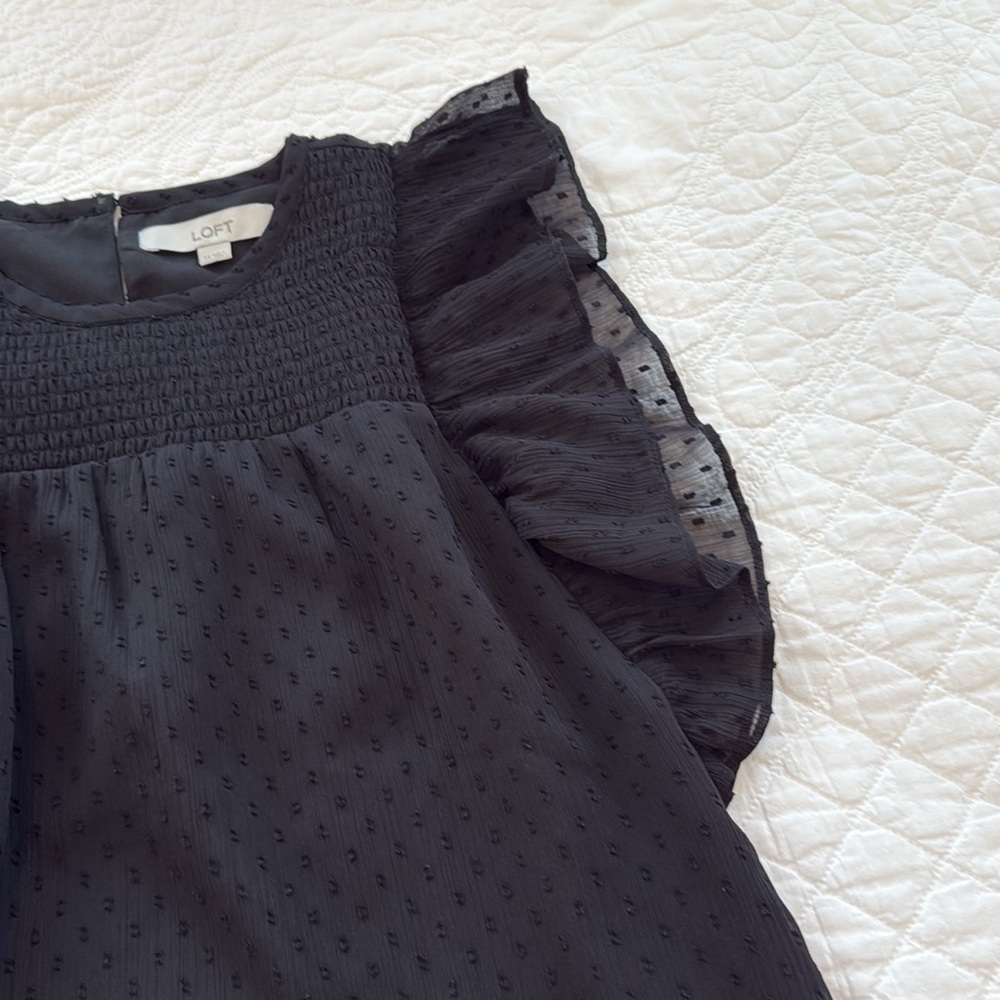 LOFT Black Ruffle Blouse - Picture 7 of 10